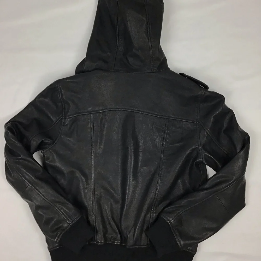Hooded buttery leather zip up jacket - Picture 8 of 10